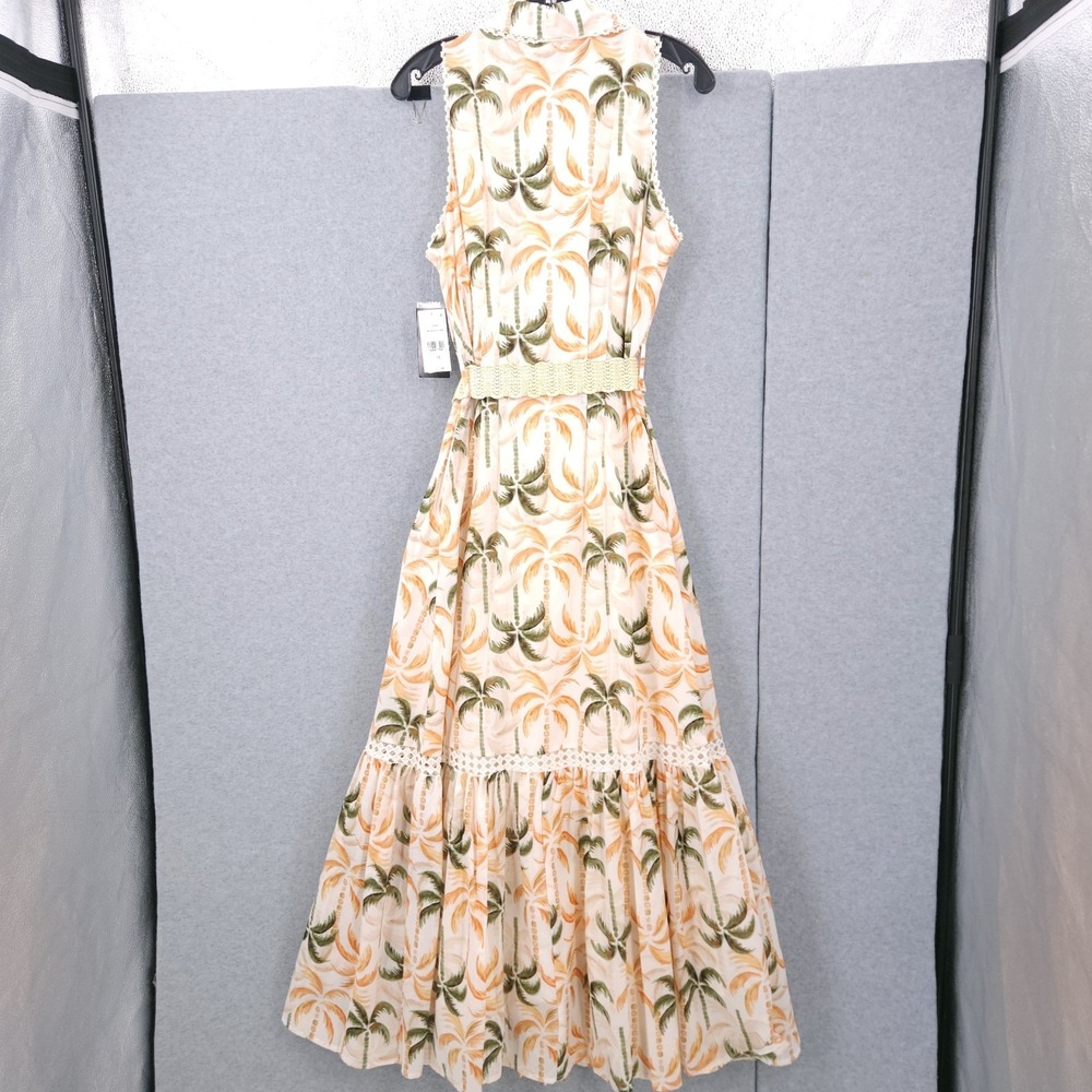 Taylor Printed Taffeta Belt Sleeveless Tropic Fit & Flare Dress Womens Size 12 - Picture 8 of 12